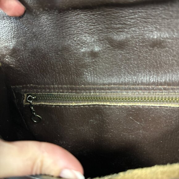 Vtg 70s Mexico Tooled Leather Stitched Patchwork Floral Hippie Boho Bag Purse - Picture 2 of 8